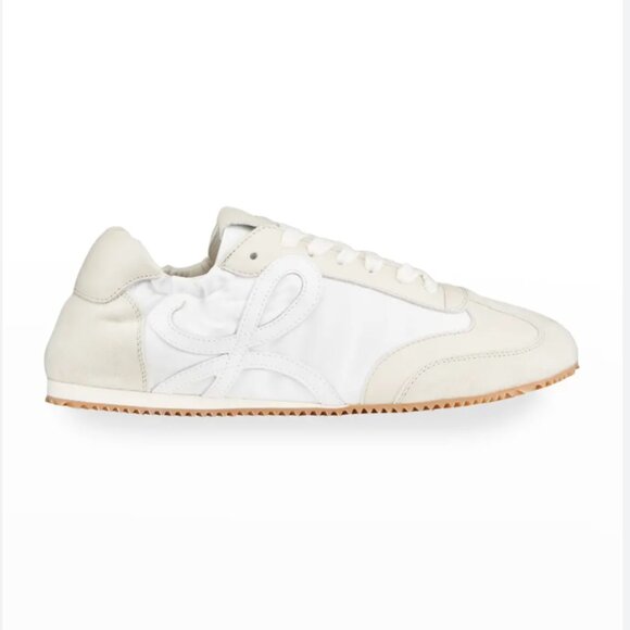Loewe Ballet Runner Mixed Leather Soft White Low Top Sneakers Logo Runner - Picture 1 of 12